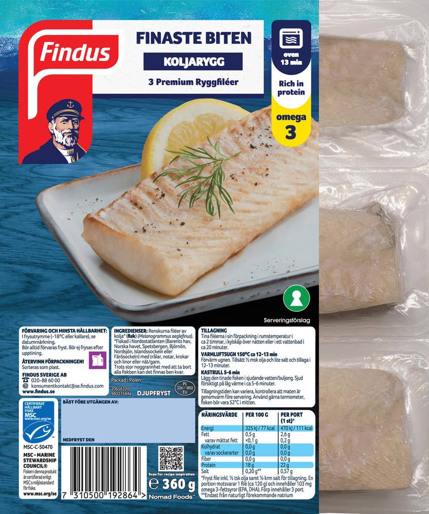 Findus Kolja Ryggfilé MSC Fryst 3-p