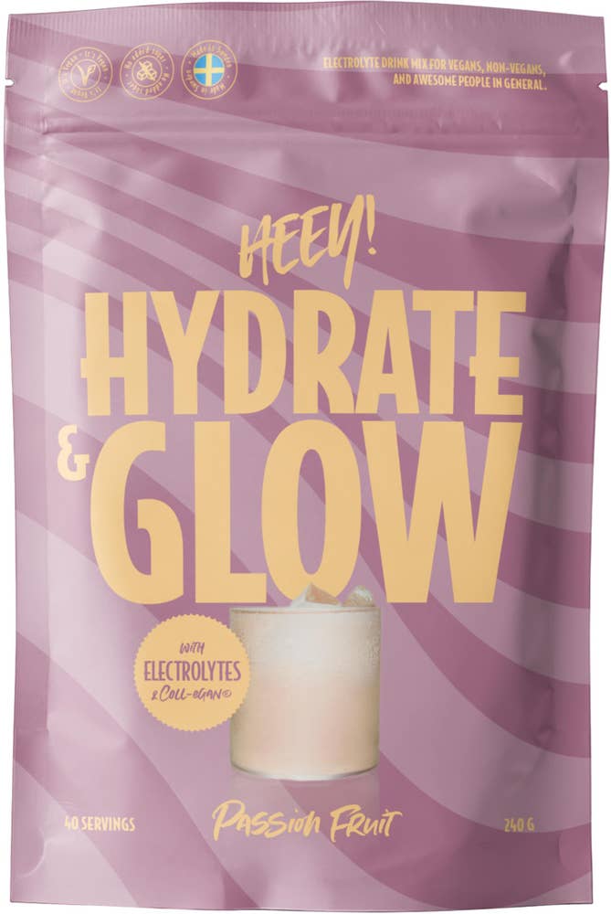 Heey! Hydrate & Glow Electrolytes + Coll-egan® Passionfruit 40 portioner