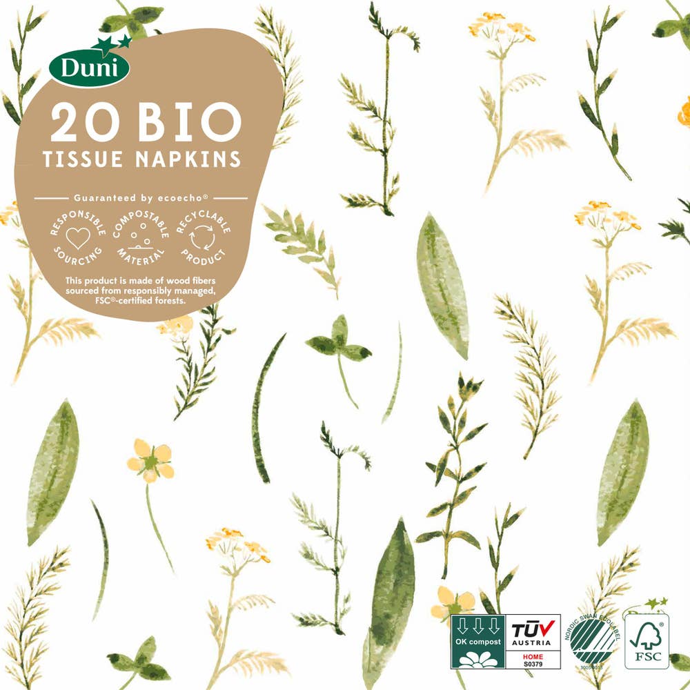 Duni Servett Spring Meadow 3-lags 33x33cm EKO 20-p