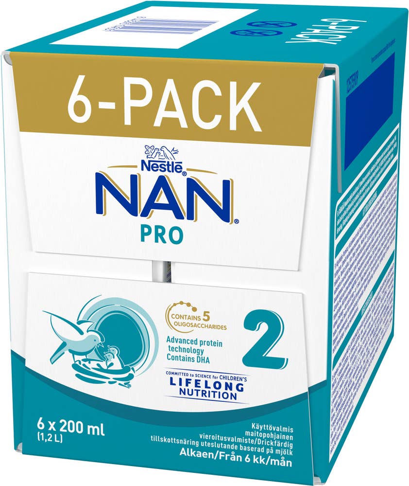 Nestlé NAN Pro 2 Drickfärdig Tillskottsnäring 6M 6-p