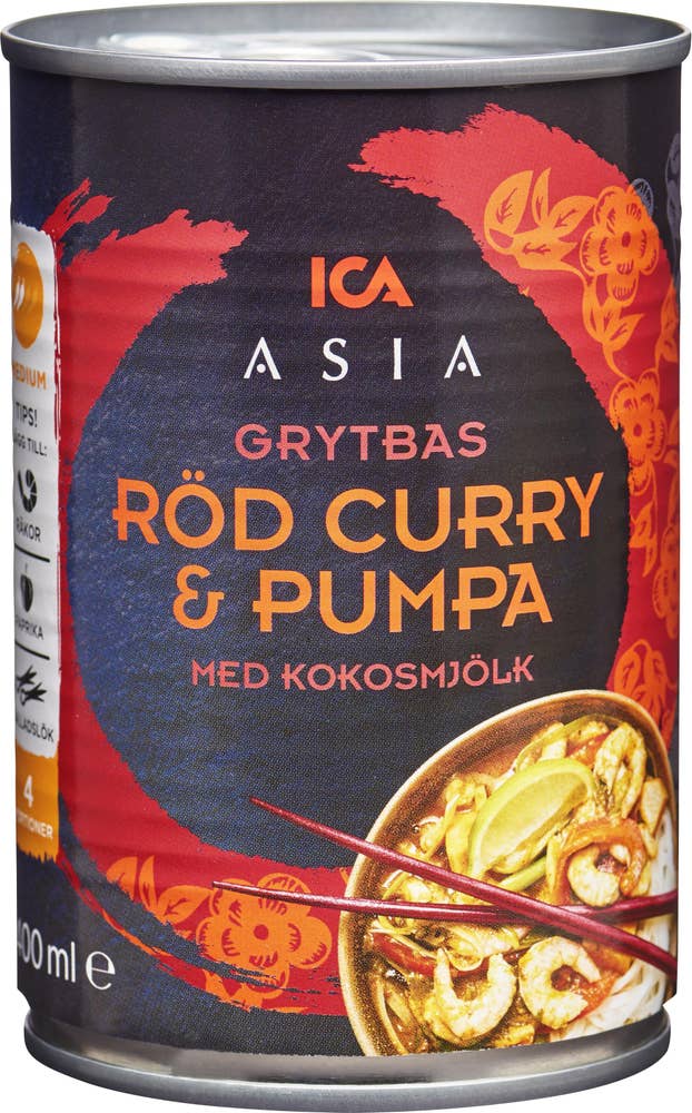 Ej sorterad Röd curry och Pumpa Ica Asia