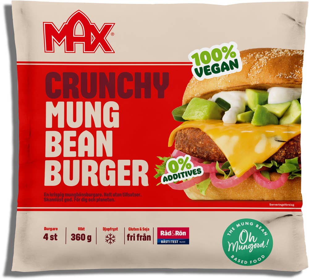 Max Burgers Oh Mungood! Crunchy Mung Bean Burger Fryst 4-p