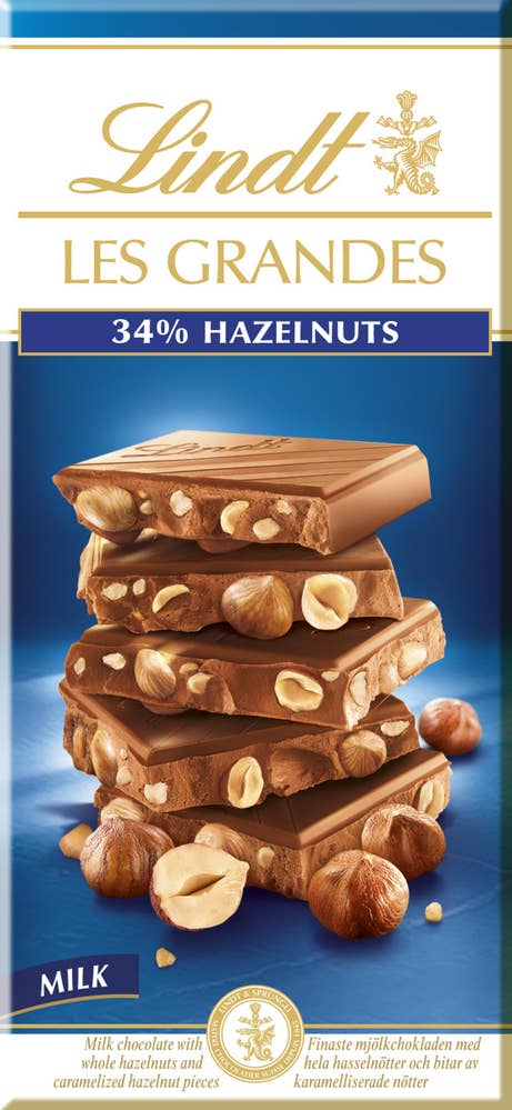 Lindt Les Grandes Mjölkchokladkaka Hasselnöt