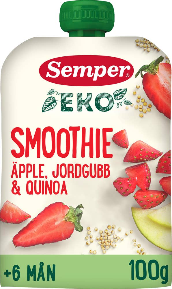 Semper Smoothie Äpple, Jordgubb & Quinoa +6M KRAV