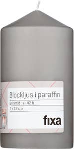 Fixa Blockljus Grå 7x12cm