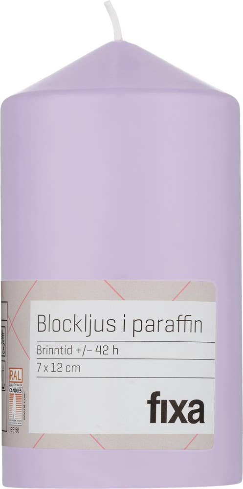 Fixa Blockljus Lila 7x12cm