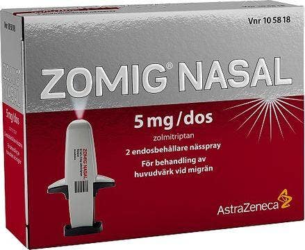 Zomig Nasal 5 mg/dos, Zolmitriptan, nässpray, 2 x