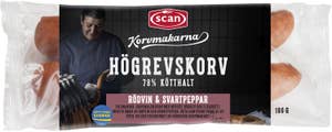 Scan Högrevskorv Rödvin & Svartpeppar Kötthalt 78% 2-p