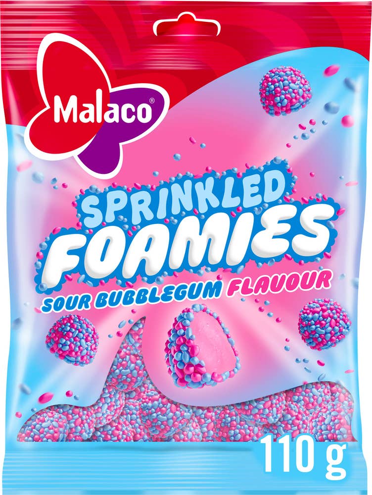Malaco Sprinkled Foamies Sour Bubblegum