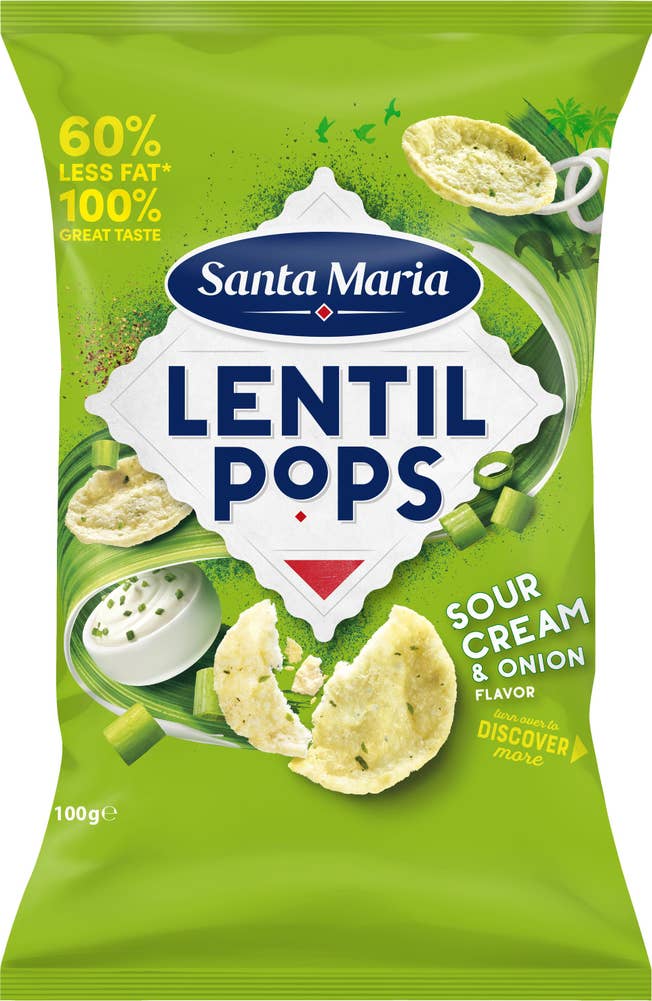 Santa Maria Linschips Sourcream & Onion Lentil Pops