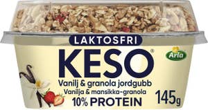 KESO® Cottage Cheese Vanilj med Granola Jordgubb Laktosfri 3%
