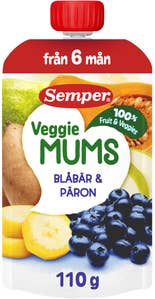 Semper Frukt & Veggie Mums Blåbär & Päron 6M