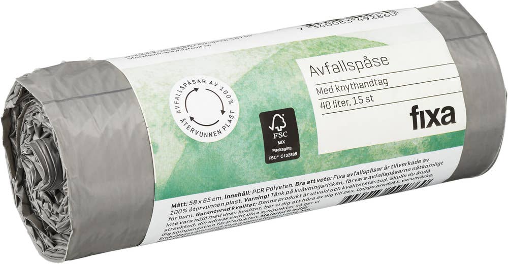Fixa Avfallspåse Återvunnen Plast 40L