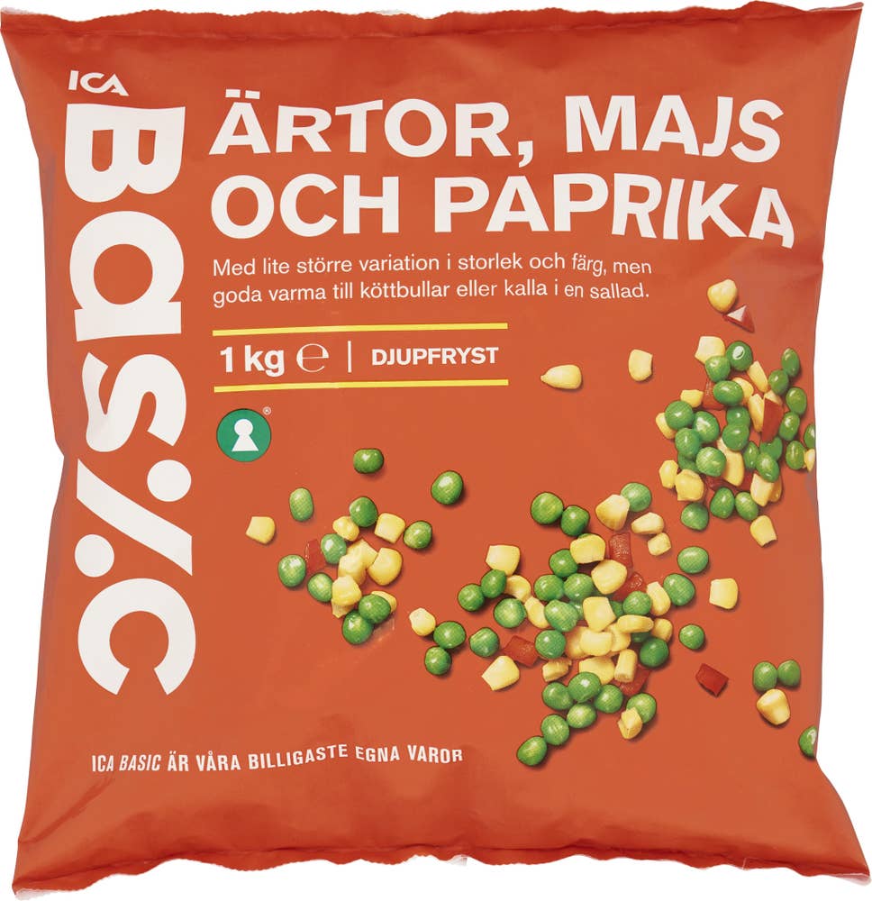 Ej sorterad Frysta Ärtor, Majs, Paprika Ica Basic