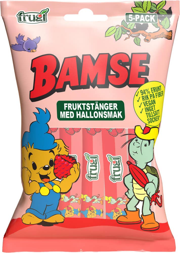 Bamse Fruktstång Hallon 5-p