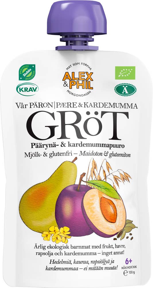 Alex&Phil Gröt Päron, Plommon & Kardemumma EKO/KRAV 6M