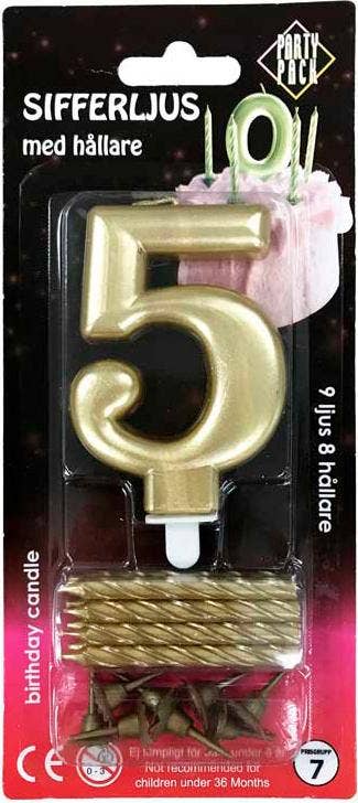 Party Pack Sifferljus 5 Guld