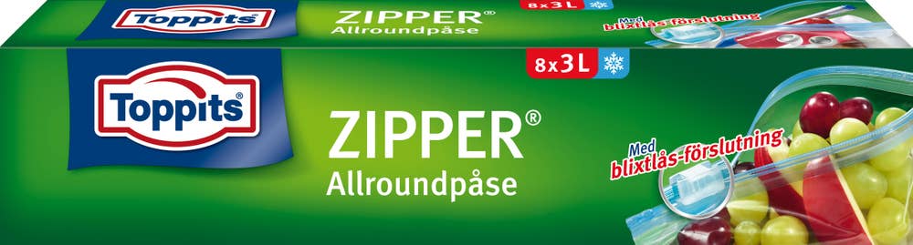 Toppits Plastpåse Zipper 3L