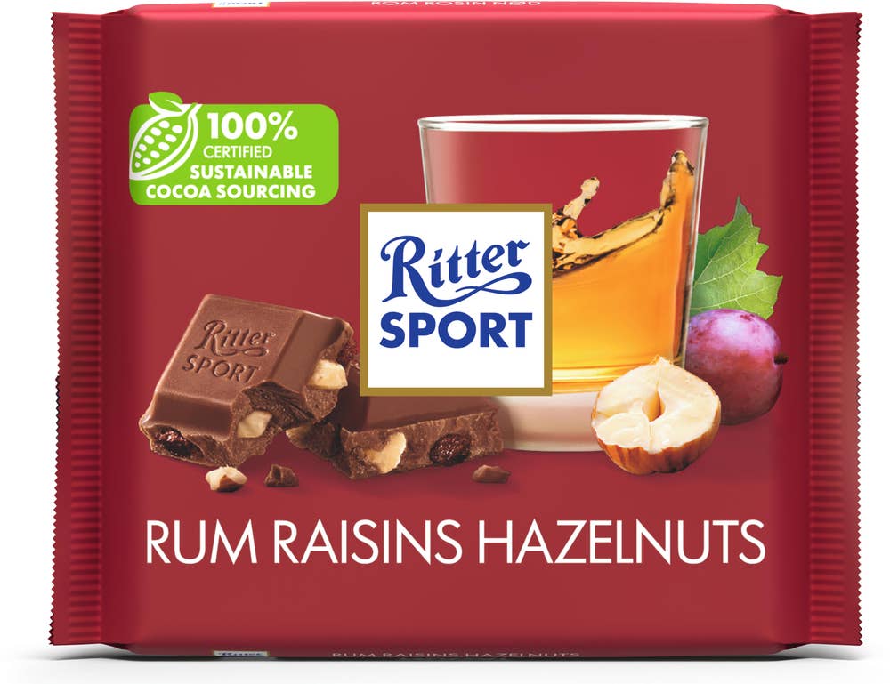 Ritter Sport Choklad Rom, Russin & Hasselnötter