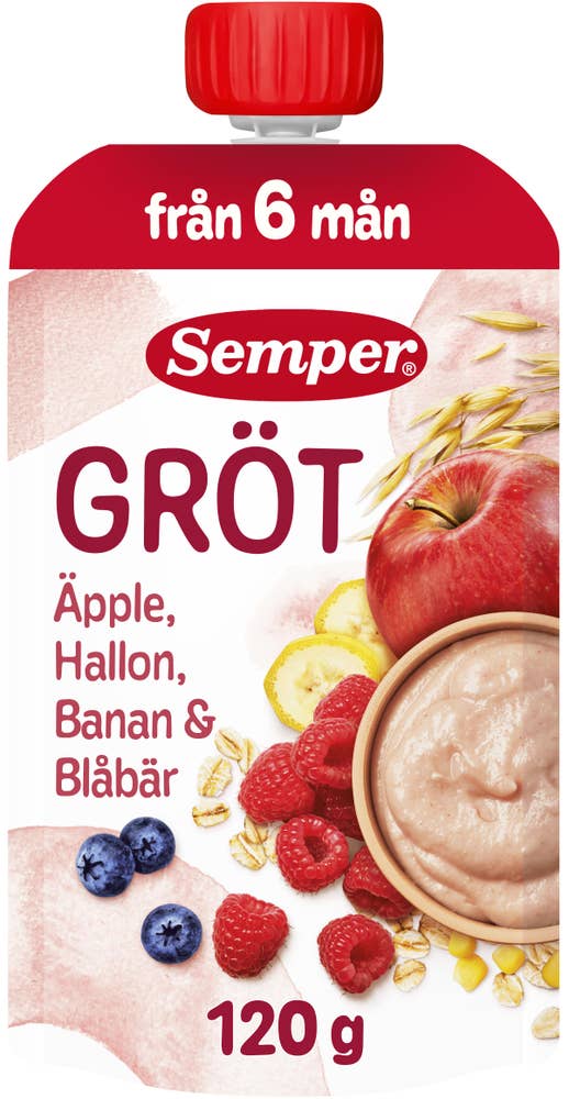 Semper Gröt Äpple, Hallon, Banan & Blåbär 6M