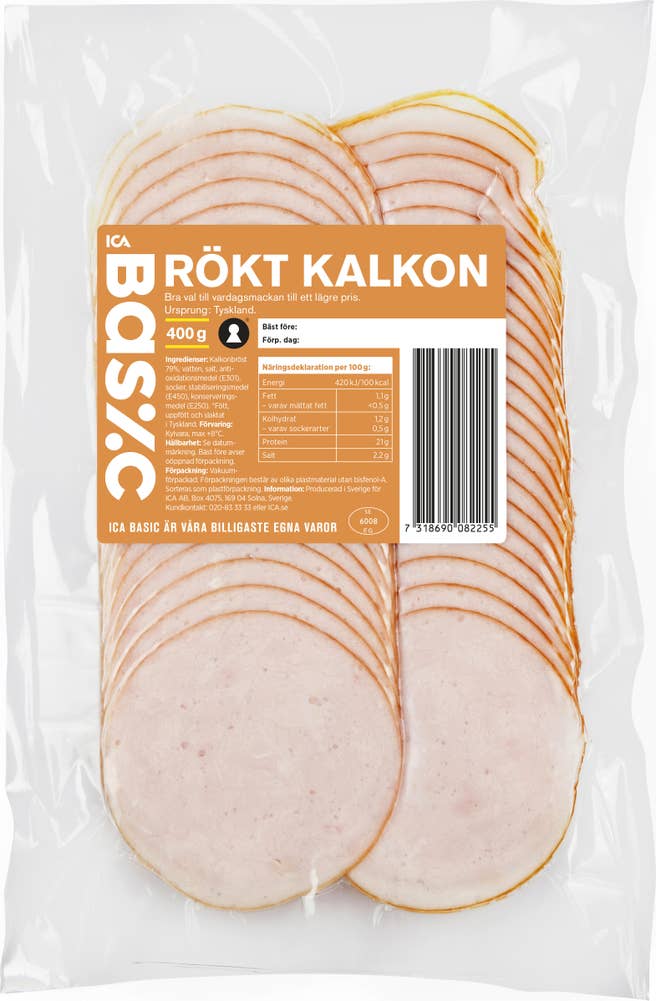 Ej sorterad Rökt Kalkon Ica Basic