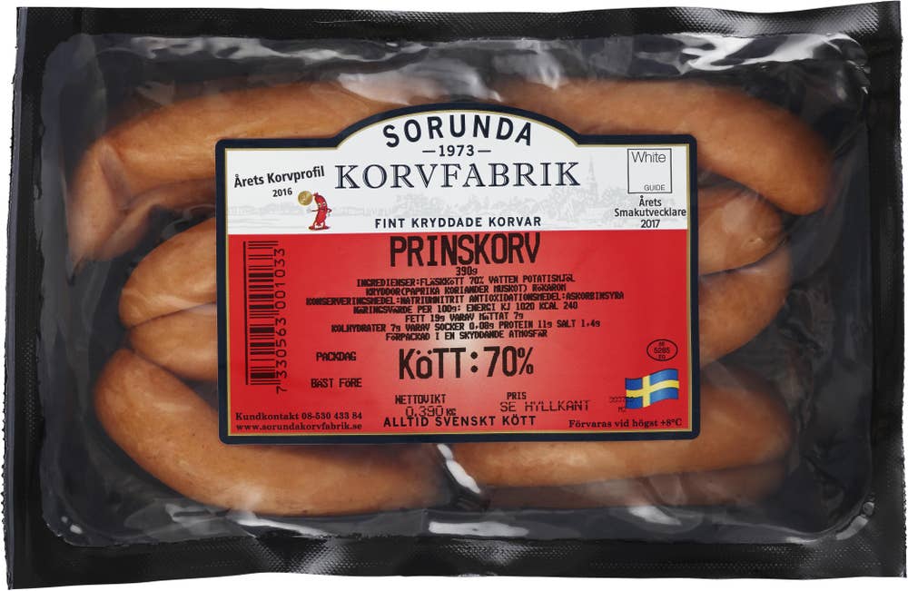 Sorunda korvfabrik Prinskorv