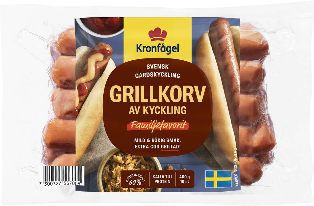 Kronfågel Grillkorv Kyckling Skinnfri 10-p