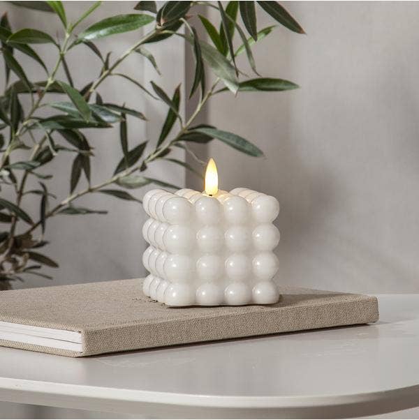 Star Trading Blockljus LED Flamme Dot Vit 8,5x9,5cm