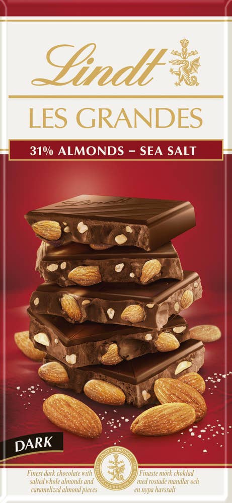 Lindt Les Grandes Mörk Chokladkaka Mandel & Havssalt
