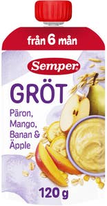Semper Grötklämmis Päron, Mango, Banan & Äpple 6M