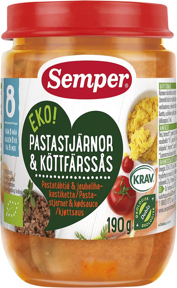 Semper Pasta & Köttfärssås EKO/KRAV 8M