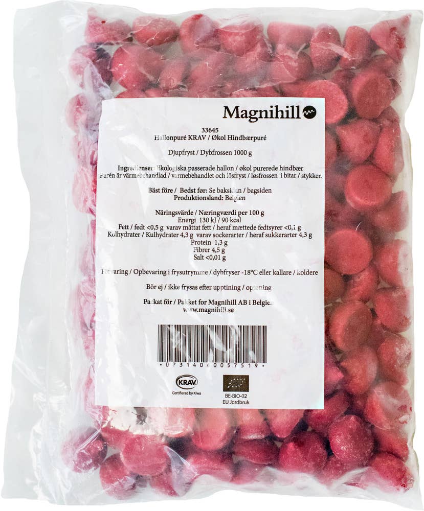 Magnihill Hallonpuré Fryst EKO/KRAV 1000g