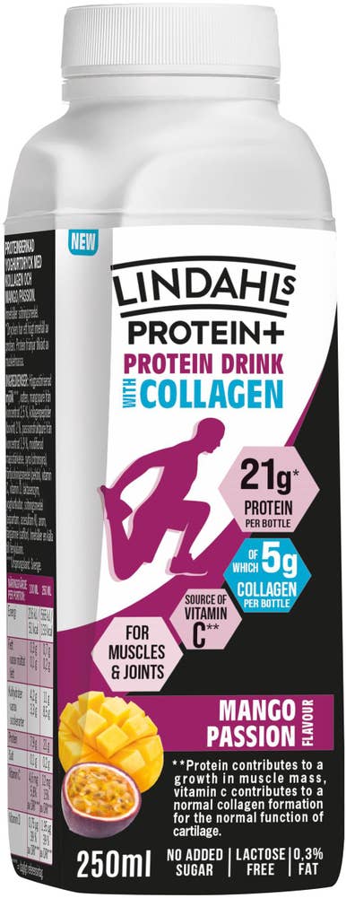 Lindahls Protein+ Yoghurtdryck med Kollagen Mango & Passion