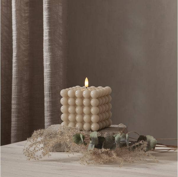 Star Trading Blockljus LED Flamme Dot Beige 10x12,5cm