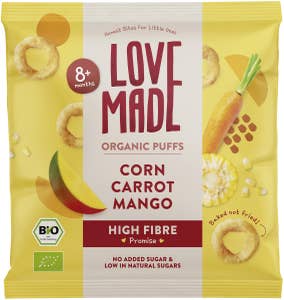 LoveMade Organics Corn, Carrot & Mango Rings 8M EKO