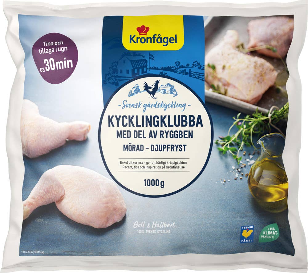 Kronfågel Kycklingklubbor Mörade Frysta