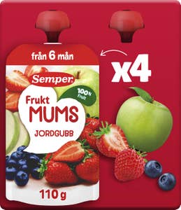 Semper Fruktmums Jordgubb 6M 4x110g