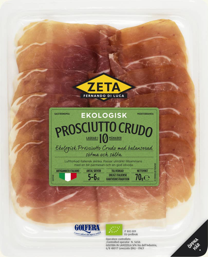 Zeta Prosciutto Crudo Skivad EKO