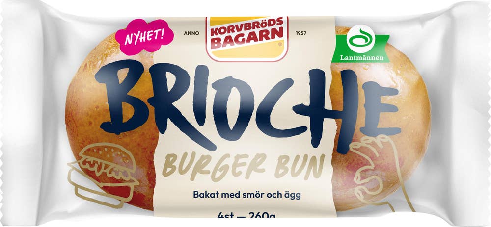 Korvbrödsbagarn Hamburgerbröd Brioche 4-p