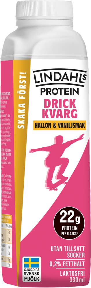 Lindahls Drickkvarg Hallon & Vaniljsmak 0,8% Laktosfri Utan tillsatt Socker