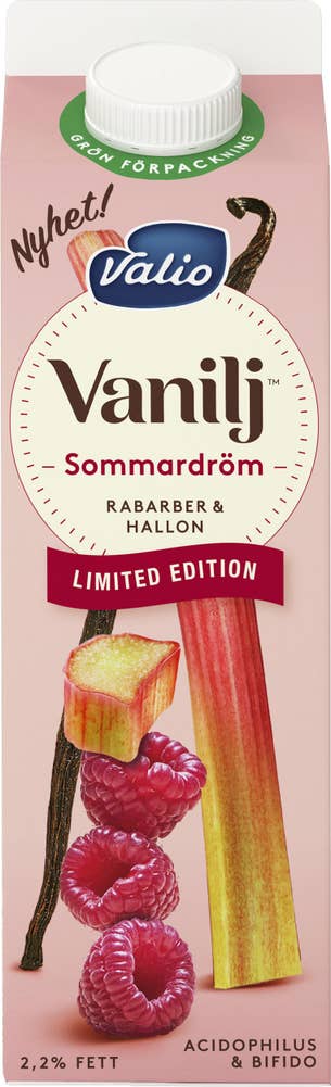Valio Vaniljyoghurt Rabarber & Hallon
