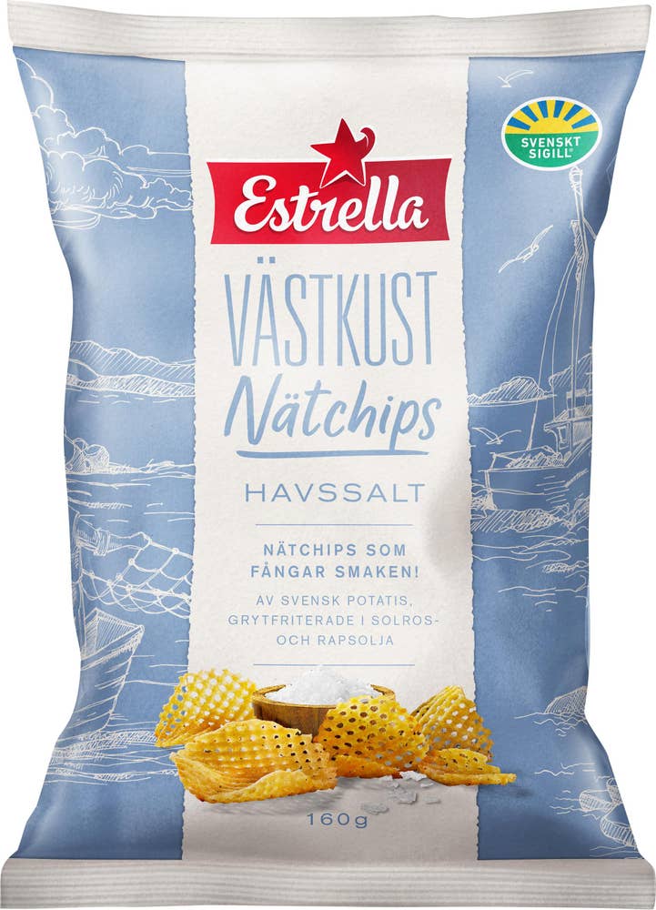 Estrella Nätchips Västkust Havssalt 160g