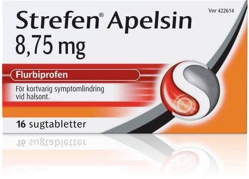 Strefen Apelsin 8,75 mg, Flurbiprofen, sugtablett, 16 st