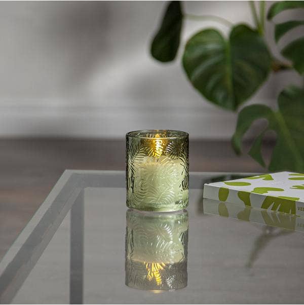 Star Trading Blockljus LED Flamme Leaf Grön 8,5x10cm