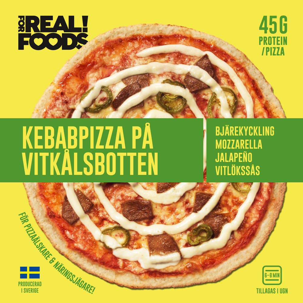 FOR REAL! FOODS Proteinpizza Kebab på Vitkålsbotten Fryst
