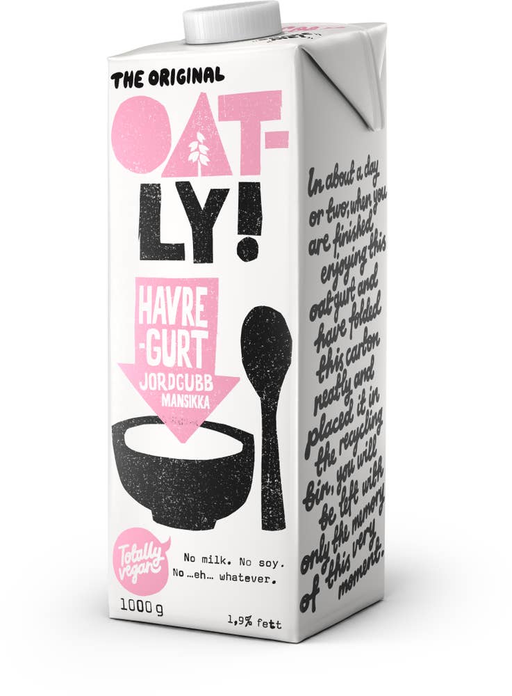Oatly Havregurt Jordgubb 2% 1L Oatly