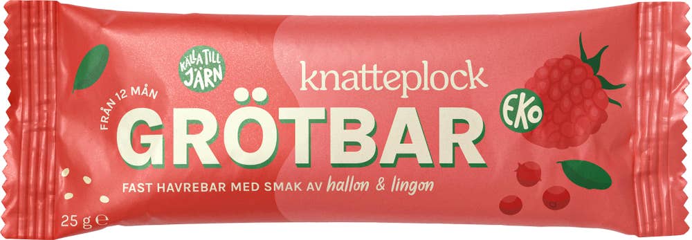 Knatteplock Grötbar Hallon & Lingon EKO 12M