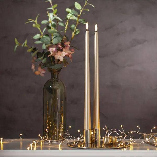 Star Trading LED Antikljus Flamme Metal Guld 39cm