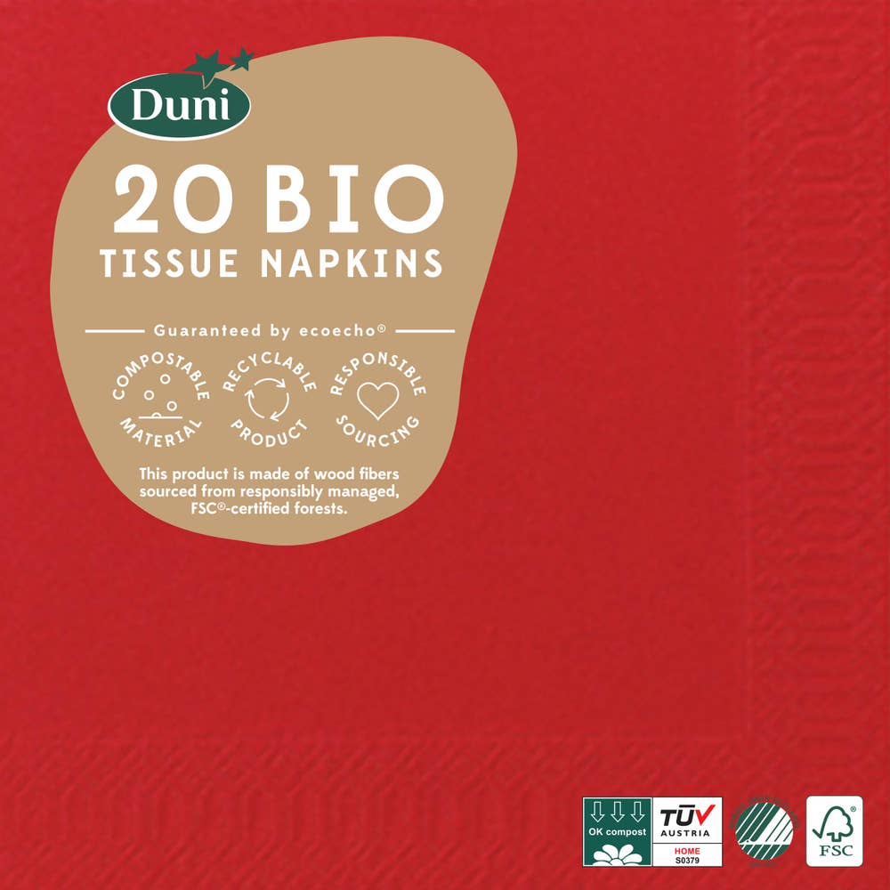 Duni Kaffeservett Röd 3-lags 24x24cm