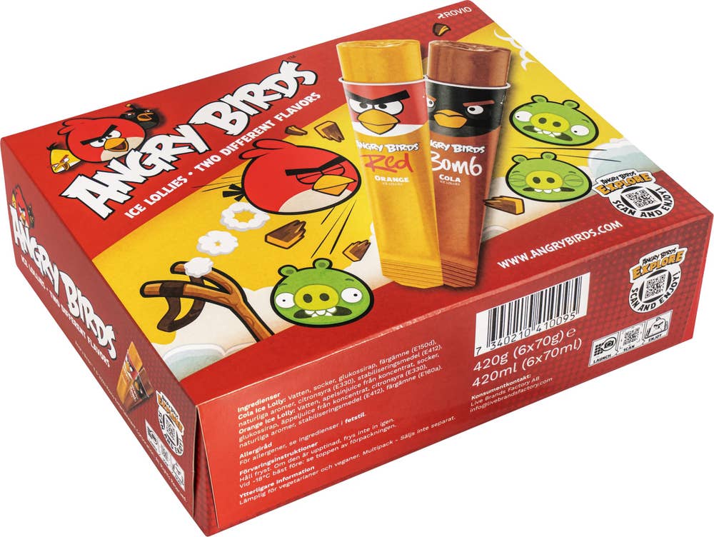 Angry Birds Isglass Cola & Apelsin 6-p Angry Birds